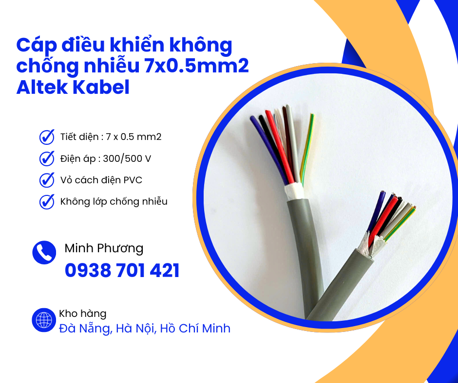 Dây cáp điều khiển không lưới chống nhiễu 7x0.5mm2 phân phối Huế, Đà Nẵng, Hà Tĩ
